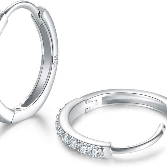 Chic Sterling Silver Hoops & Cubic Zirconia Studs - 6 Pair Earring Set For Her - Picture 4 of 6